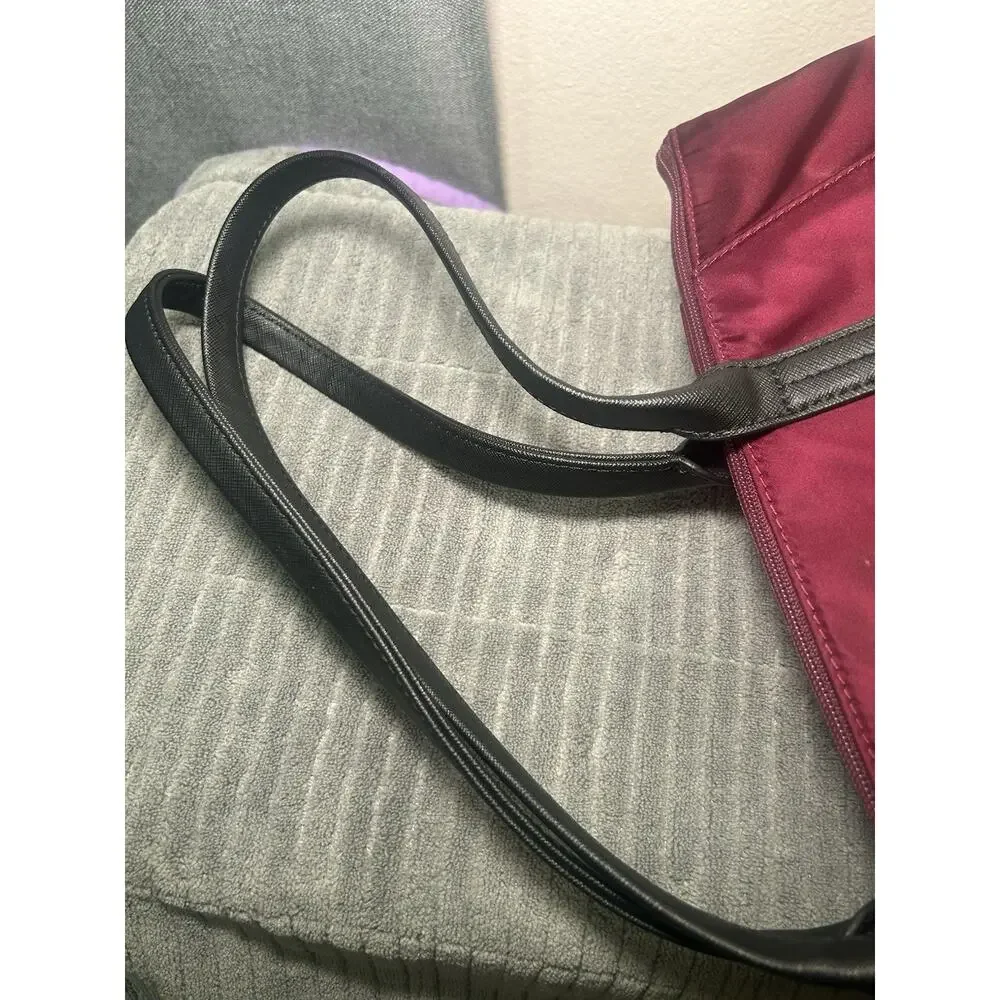 Michael Kors Kelsey Medium Nylon Tote Burgundy Gold Travel Shoulder Bag